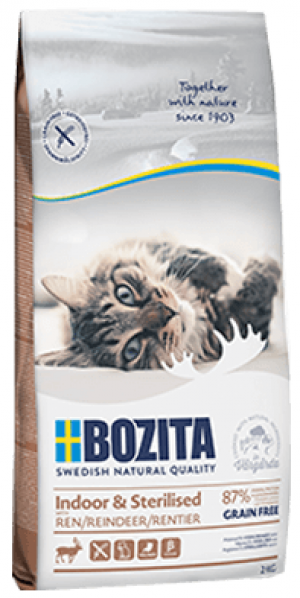 Bozita Feline Grain Free Indoor & Sterilised Reindeer - sausā barība kaķiem 400g