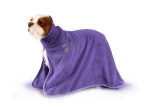 Show Tech+ Dry Dude Purple Pet Towel For Dogs And Cats S - mikrošķiedru dvielis ar izšuvumiem un kapuci ,violets