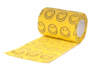 Show Tech Self-Cling Bandage Yellow with Smiley - elastīgs, pašlīmējošs pārsējs suņiem 7,5 cm x 4,5 m