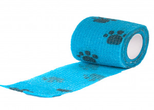 Show Tech Self-Cling Bandage Blue with Paws - elastīgs, pašlīmējošs pārsējs suņiem 7,5 cm x 4,5 m