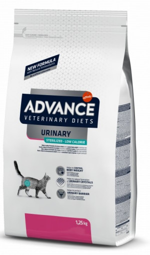 ADVANCE  VETERINARY CAT DIET URINARY STERILIZED - LOW CALORIE sausā barība kaķiem 1,25 kg