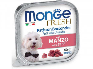 MONGE Fresh - pastēte suņiem ar liellopa gaļu 6 x 100g