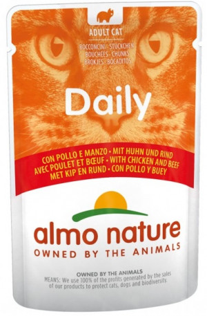 ALMO NATURE Daily Cat Chicken & Beef - konservi kaķiem 12 x 70g