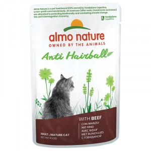 ALMO NATURE Holistic Functional Cat Anti-Hairball With Beef - konservi kaķiem 12 x 70g