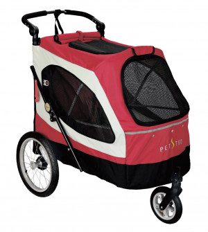 Petstro Large 3-Wheel Buggy, Red/Grey - rati mājdzīvnieku pārvadāšanai, sarkani