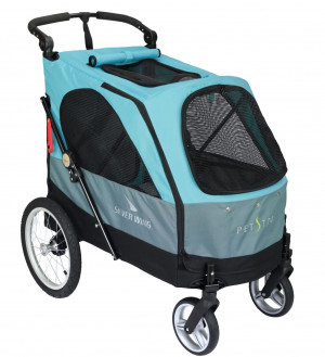 Petstro Large 4-Wheel Buggy, Turquoise/Grey - rati mājdzīvnieku pārvadāšanai, zili