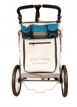 Petstro Medium 3-Wheel Buggy, Turquoise/Grey - rati mājdzīvnieku pārvadāšanai, zili