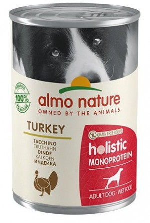 ALMO NATURE Holistic Monoprotein Dogs Turkey - konservi suņiem 400g Cena norādīta par 1 gb. un ir spēkā pasūtot 6 gb.