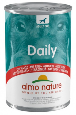 ALMO NATURE Daily Dog With Beef - konservi suņiem 400g Cena norādīta par 1 gb. un ir spēkā pasūtot 6 gb.