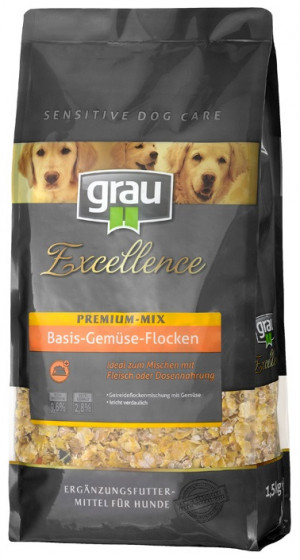 GRAU Excellence Premium Mix Basic Vegetable Flakes - papildbarība suņiem 1,5kg