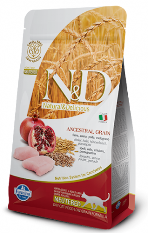 FARMINA NATURAL & DELICIOUS CAT ANCESTRAL GRAIN CHICKEN POMEGRANATE ADULT NEUTERED 1.5kg