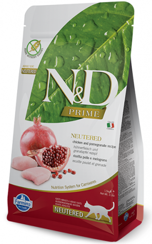 FARMINA N&D NATURAL & DELICIOUS Cat Prime Grain Free Chicken & Pomegrante Neutered  1.5kg