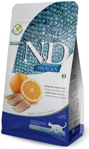 FARMINA N&D NATURAL & DELICIOUS Cat Grain Free Ocean Herring & Orange 1,5kg