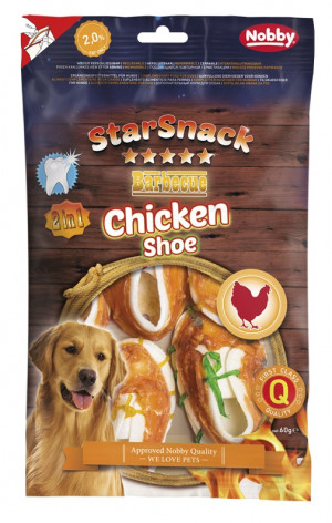 NOBBY StarSnack Barbecue Chicken Shoe - gardumi suņiem 60g