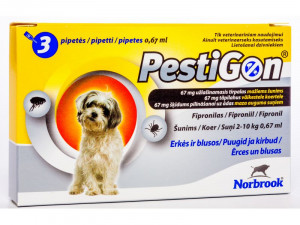 PESTIGON pretparazitāri pilieni  (pipetes) maziem suņiem  2-10kg ,  67 mg N3