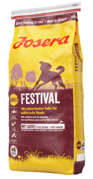 Josera Festival 15kg Cena norādīta par 1 gb. un ir spēkā pasūtot 2 gb .+DĀVANA SILIKONA BĻODIŅA
