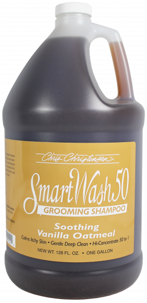 CHRIS CHRISTENSEN Smart Wash 50 Vanilla Oatmeal Grooming Shampoo - šampūns suņiem un kaķiem 3,78L