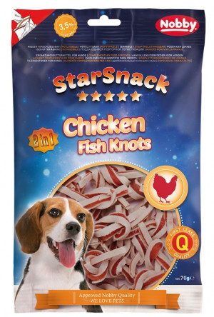 NOBBY StarSnack BBQ Chicken Fish Knots - gardumi suņiem 70g