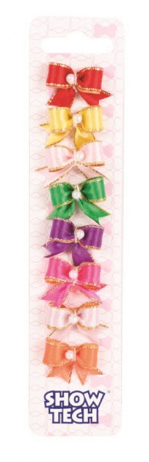 Show Tech Cutie Pearl Bow with Elastic Bows 3cm - bantītes 8 gab.