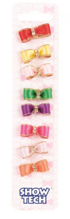 Show Tech Molly Sparkle Bow with Elastic Bows with Rhinestone 3cm - bantītes 8 gab.
