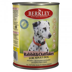 Konservi suņiem Berkley #1 Puppy Rabbit & Oatflakes 400g Cena norādīta par 1 gb. un ir spēkā pasūtot 6 gb.