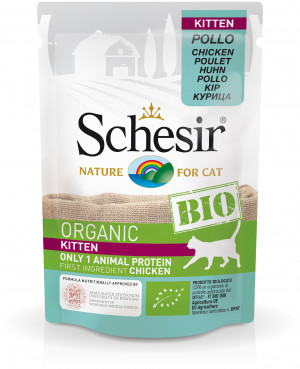 Schesir BIO Organic Cat Kitten With Chicken - konservi kaķēniem 85g