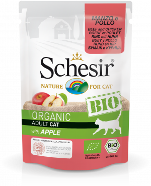 Schesir BIO Organic Cat With Beef, Chicken & Apple - konservi kaķiem 85g