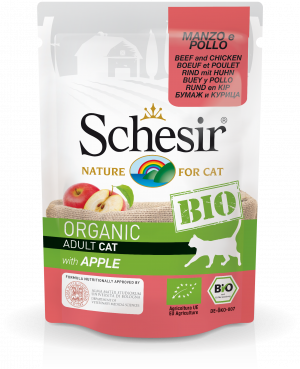 Schesir BIO Organic Cat With Beef, Chicken & Apple - konservi kaķiem 6 x 85g