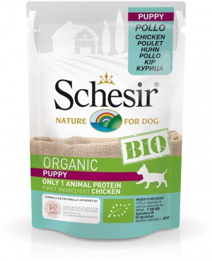 Schesir BIO Organic Dog Puppy Monoprotein With Chicken - konservi kucēniem 6 x 85g