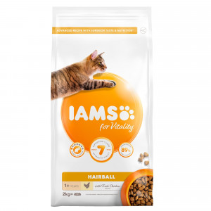 IAMS CAT ADULT HAIRBALL - sausā barība kaķiem 2kg