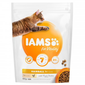 IAMS CAT ADULT HAIRBALL - sausā barība kaķiem 800g