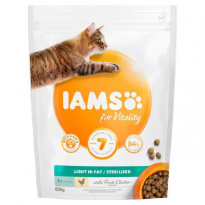 IAMS CAT ADULT STERILIZED CHICKEN - sausā barība kaķiem 800g