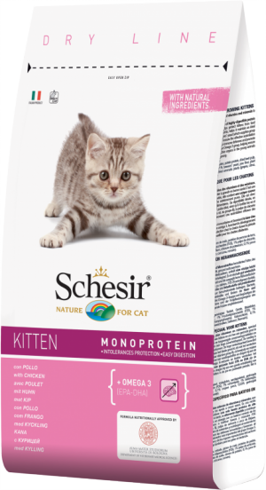 Schesir Dry Kitten 1.5kg Cena norādīta par 1 gb. un ir spēkā pasūtot 2 gb.