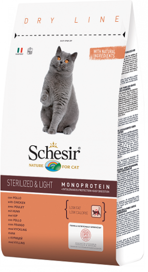 Schesir Dry Sterilized&Overweight 1.5kg Cena norādīta par 1 gb. un ir spēkā pasūtot 2 gb.
