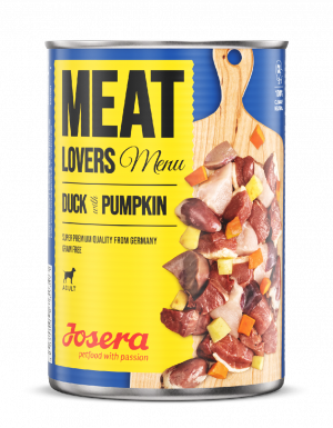 JOSERA Menu Meatlovers Duck with Pumpkin - konservi suņiem 400g