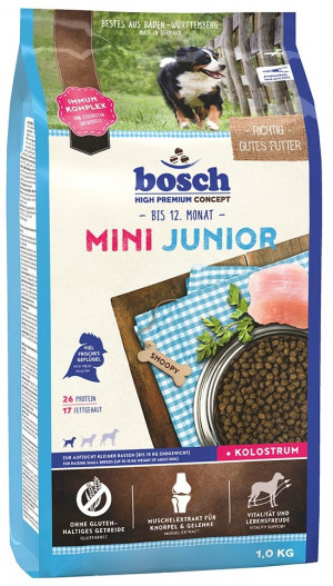 BOSCH Junior Mini - sausā barība kucēniem 15kg Cena norādīta par 1 gb. un ir spēkā pasūtot 2 gb.