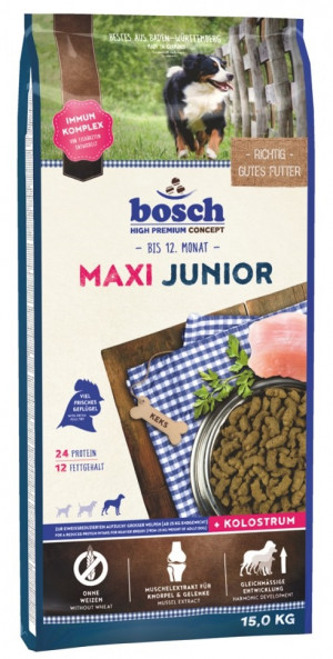 BOSCH Junior Maxi - sausā barība kucēniem 15kg Cena norādīta par 1 gb. un ir spēkā pasūtot 2 gb.