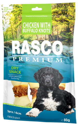 Rasco Dog Premium Snacks KNOTTED DUCK AND RAWHIDE BONE WRAP - gardumi suņiem 230g
