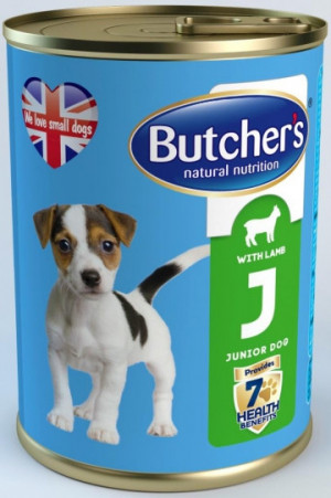 Butcher's Dog Junior  with Lamb CIJ 400g Cena norādīta par 1 gb. un ir spēkā pasūtot 6 gb.