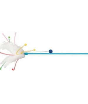 TRIXIE rotaļlieta - makšķere ar spalvām kaķiem PLAYING STICK WITH FEATHERS plastic, catnip, 41 cm