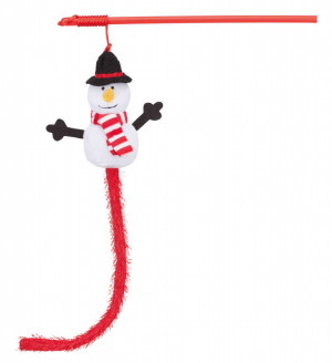 TRIXIE Ziemassvētku rotaļlieta uz kāta kaķiem XMAS PLAYING ROD SNOWMAN 31 cm