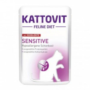 Kattovit Sensitive Ente diētiskā konservēta barība ar pīli kaķiem  ar pārtikas alerģijām 12 x 85g