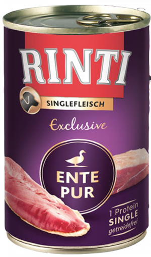 Rinti Singlefleisch Exclusive "Ente Pur" konservi suņiem ar pārtikas alerģijām 12 x 400g