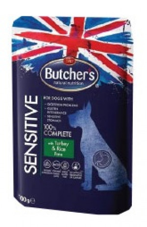 Butcher's DOG Sensitive pouch turkey - konservi suņiem 100g Cena norādīta par 1 gb. un ir spēkā pasūtot 6 gb.