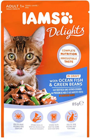 IAMS CAT DELIGHT OCEAN FISH & BEAN GRAVY konservi kaķiem 85g