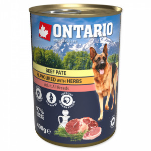 ONTARIO Dog Beef Pate with Herbs - konservi suņiem 6 x 400g