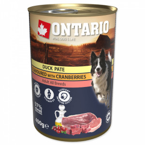 Konservi suņiem : Ontario Dog Duck Pate with Cranberries 6 x 400g