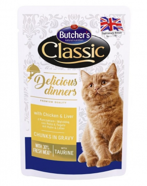 Butcher's Cat Classic Pro Series Delicious Dinner with chicken&liver 12 x 100g
