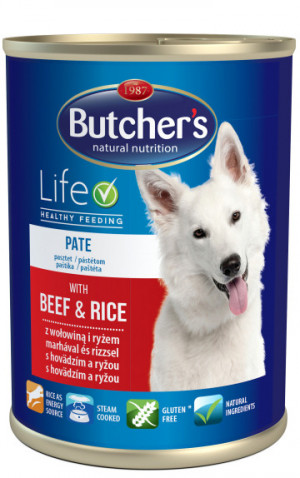 Butcher's WCD Rice Recipe with Beef&Rice Pate Dog 1200g Cena norādīta par 1 gb. un ir spēkā pasūtot 6 gb.