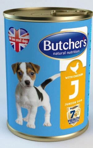 Butcher's Dog Junior  with Chicken CIJ 400g Cena norādīta par 1 gb. un ir spēkā pasūtot 12 gb.